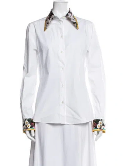 Pre-owned Dolce & Gabbana Floral Print Long Sleeve Button-up Top In Neutral