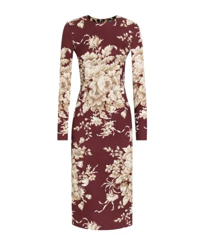 DOLCE & GABBANA FLORAL-PRINT LONG-SLEEVE MIDI DRESS