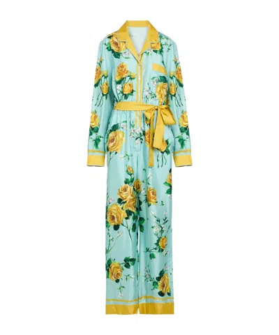 Dolce & Gabbana Floral Print Long-sleeve Drawstring Jumpsuit In Multi