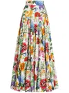 Dolce & Gabbana Multicolor Maxi Skirt With Logo Lettering Detail On The Front And All-over Floral Print In Cotton Wo In Weiss