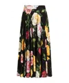 Dolce & Gabbana Floral Print Charmeuse Midi Skirt In Black