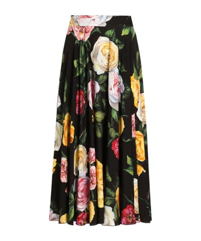 DOLCE & GABBANA DOLCE  GABBANA FLORAL PRINTED MIDI FLARED SKIRT