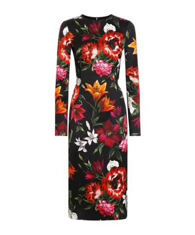 DOLCE & GABBANA DOLCE  GABBANA FLORAL PRINTED MIDI DRESS