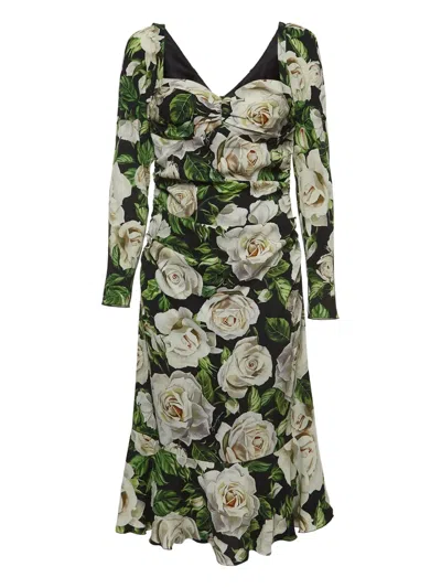Pre-owned Dolce & Gabbana Floral-print Midi Dress