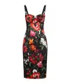Dolce & Gabbana Anemone Floral Satin Bustier Dress In Red