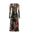 Dolce & Gabbana Floral Print Sheer Fabric Midi Dress In Black