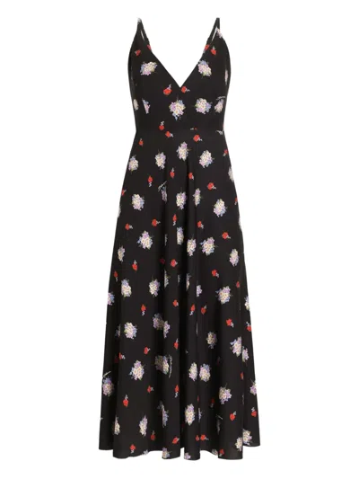 Dolce & Gabbana Floral-print Midi Dress In Black
