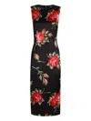 Dolce & Gabbana Women Black Dress With All-over Floral Print In Silk Woman In Black