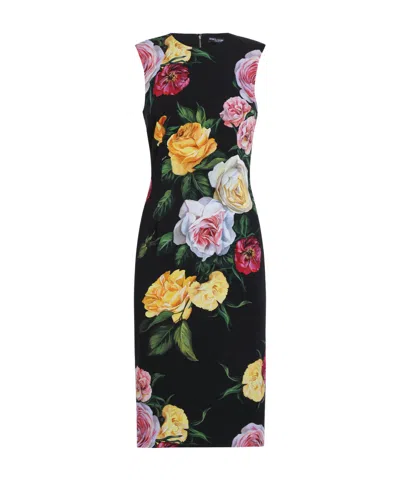 Dolce & Gabbana Floral-print Midi Dress In Multicolor