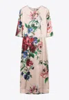 Dolce & Gabbana Women Satin Dress With Iconic Floral Print In Multicolor