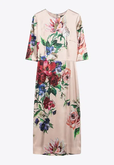 DOLCE & GABBANA FLORAL PRINT MIDI DRESS