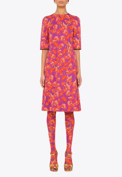 DOLCE & GABBANA FLORAL PRINT MIDI DRESS