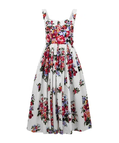 Dolce & Gabbana Floral Print Midi Dress In Multicolor