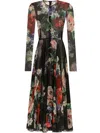 Dolce & Gabbana Floral Print Sheer Fabric Midi Dress In Multicolour