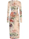 Dolce & Gabbana Floral-print Midi Dress In Neutrals
