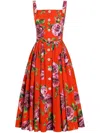 Dolce & Gabbana Floral-print Midi Dress In Red