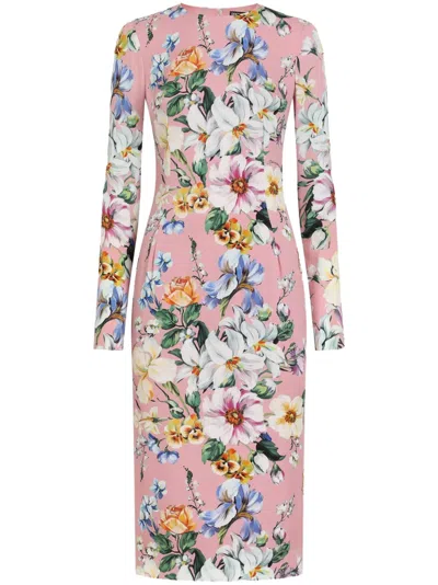 DOLCE & GABBANA FLORAL-PRINT MIDI DRESS