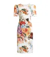 Dolce & Gabbana Floral-print Textured Cotton-blend Midi Dress In White