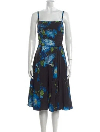 Pre-owned Dolce & Gabbana Floral Print Midi Length Dress In Black