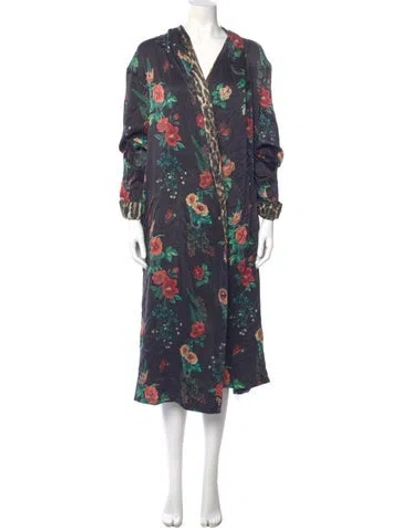 Pre-owned Dolce & Gabbana Floral Print Midi Length Dress In Blue