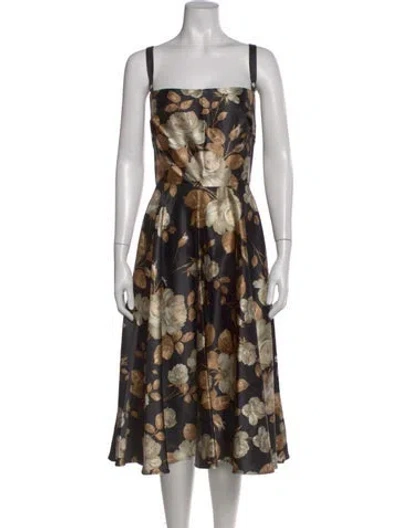 Pre-owned Dolce & Gabbana Floral Print Midi Length Dress In Blue