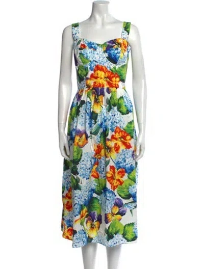 Pre-owned Dolce & Gabbana Floral Print Midi Length Dress In Multi