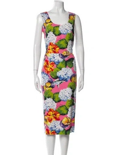 Pre-owned Dolce & Gabbana Floral Print Midi Length Dress In Multi