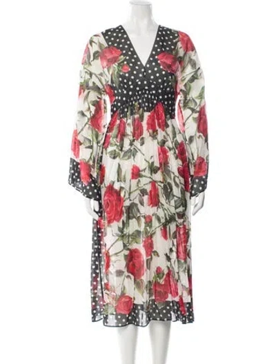 Pre-owned Dolce & Gabbana Floral Print Midi Length Dress In Multi