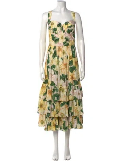 Pre-owned Dolce & Gabbana Floral Print Midi Length Dress In Neutral