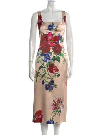 Pre-owned Dolce & Gabbana Floral Print Midi Length Dress In Pink
