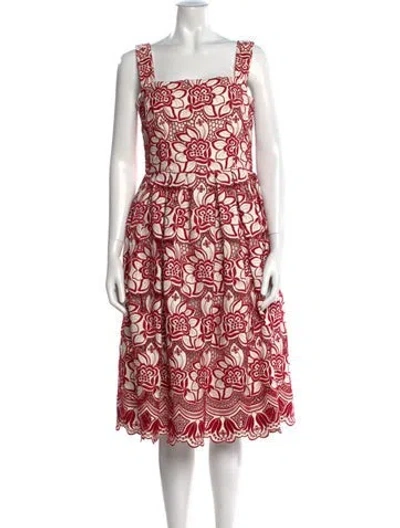 Pre-owned Dolce & Gabbana Floral Print Midi Length Dress In Red