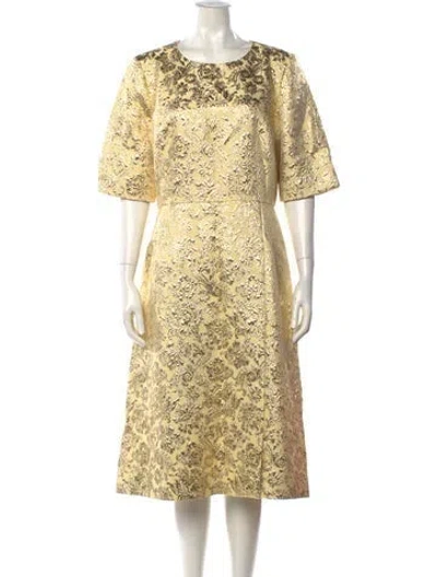 Pre-owned Dolce & Gabbana Floral Print Midi Length Dress In Yellow
