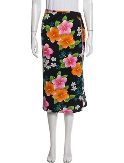 Pre-owned Dolce & Gabbana Floral Print Midi Length Skirt In Black