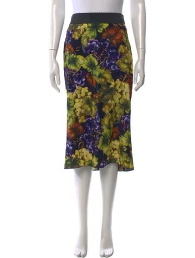 Pre-owned Dolce & Gabbana Floral Print Midi Length Skirt In Black