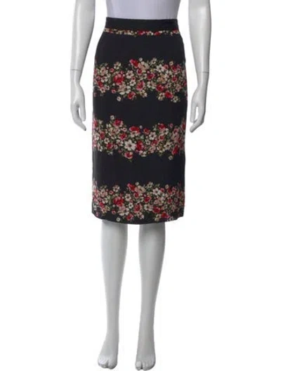 Pre-owned Dolce & Gabbana Floral Print Midi Length Skirt In Black