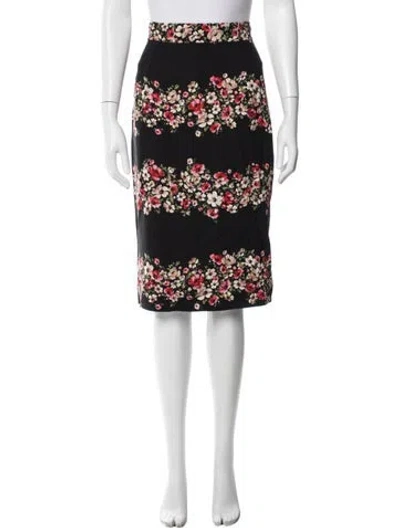 Pre-owned Dolce & Gabbana Floral Print Midi Length Skirt In Black