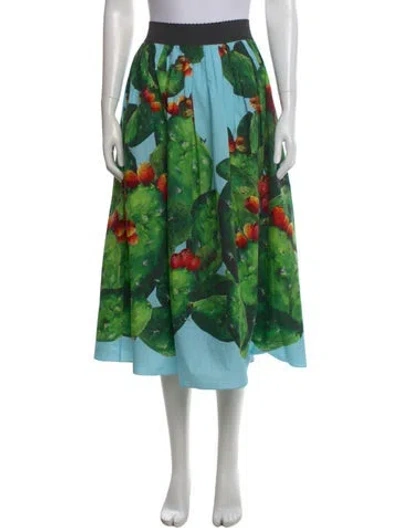 Pre-owned Dolce & Gabbana Floral Print Midi Length Skirt In Green