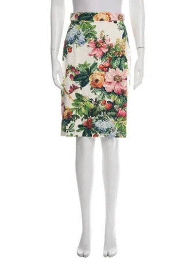 Pre-owned Dolce & Gabbana Floral Print Midi Length Skirt In Green