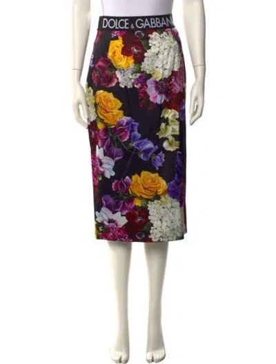 Pre-owned Dolce & Gabbana Floral Print Midi Length Skirt In Multi