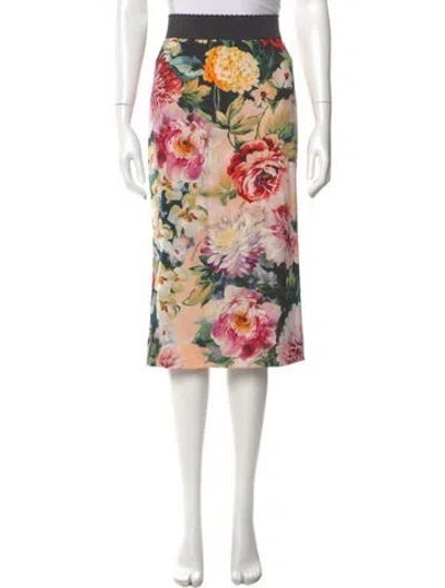 Pre-owned Dolce & Gabbana Floral Print Midi Length Skirt In Multi