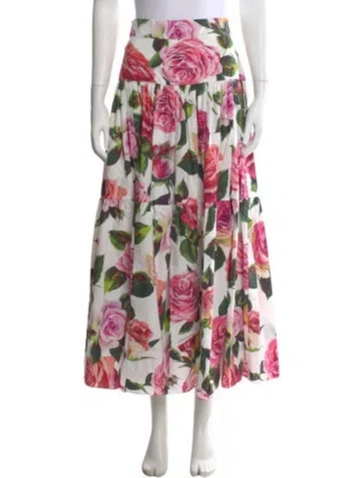 Pre-owned Dolce & Gabbana Floral Print Midi Length Skirt In Multi