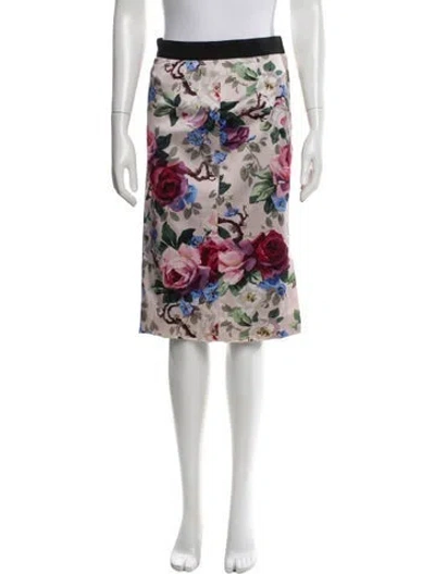 Pre-owned Dolce & Gabbana Floral Print Midi Length Skirt In Multi