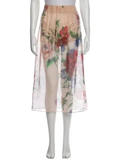 Pre-owned Dolce & Gabbana Floral Print Midi Length Skirt In Neutral