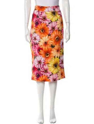 Pre-owned Dolce & Gabbana Floral Print Midi Length Skirt In Pink