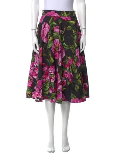 Pre-owned Dolce & Gabbana Floral Print Midi Length Skirt In Pink