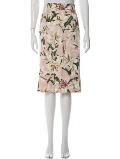 Pre-owned Dolce & Gabbana Floral Print Midi Length Skirt In Pink