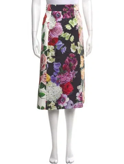 Pre-owned Dolce & Gabbana Floral Print Midi Length Skirt In Purple