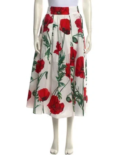 Pre-owned Dolce & Gabbana Floral Print Midi Length Skirt W/ Tags In White