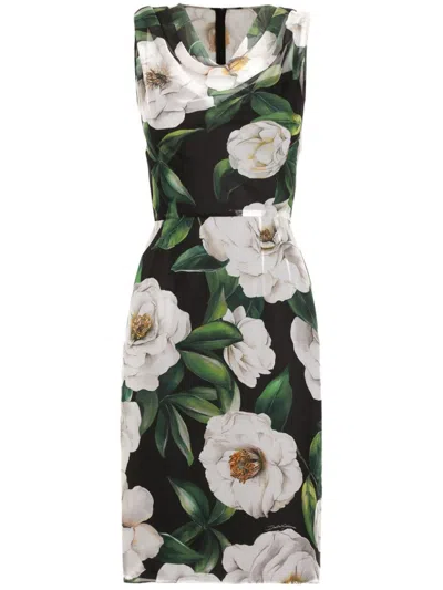 DOLCE & GABBANA FLORAL-PRINT MIDI SHEATH DRESS