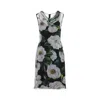 Dolce & Gabbana Women Gardenia Print Silk Chiffon Sheath Dress In Black